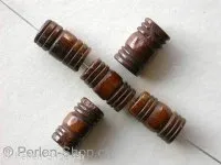 Bone Beads cylinder with motive, brown, ±13mm, 5 Pc.