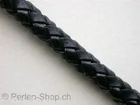 Lederband geflochten SOFT, ±100cm, schwarz, ±6.5mm, 1 Stk.
