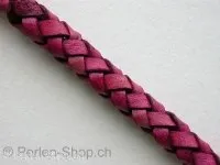 Lederband geflochten SOFT, ±100cm, rosa, ±6.5mm, 1 Stk.