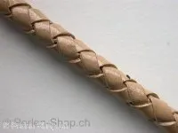 L Cord plaited (Bolo) from coil, beige, ±6mm, 10cm
