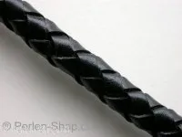 Lederband geflochten SOFT, ±100cm, schwarz, ±8mm, 1 Stk.