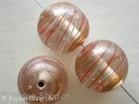 Silver Foil round, ±16mm, crystal/gold, 1 pc.