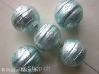 Venezianisch silver foiled glasperlen rund, blau, 13mm, 1 Stk.
