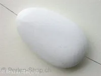 Wooden Bead flat oval, white, ±50x12mm, 1 pc.