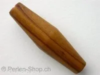 Wooden Bead oval with structure, brown, ±58x18mm, 1 pc.