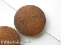 Wooden Bead flat round, brown, ±25mm, 1 pc.