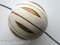 Wooden Bead round with structure, brown, ±30mm, 1 pc.
