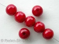 Plasticbeads round with gold glitter, red, 11mm, 2 pc.