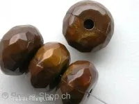 Plasticbeads rondell, brown/gold, ±9x16mm, 3 pc.