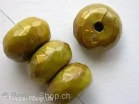 Plasticbeads rondell, yellow/gold, ±9x16mm, 3 pc.