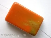 Plasticbeads rectangle, orange/gold, ±30x18mm, 1 pc.