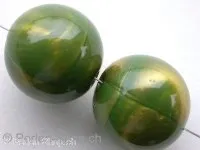 Plasticbeads round, green/gold, ±20mm, 1 pc.