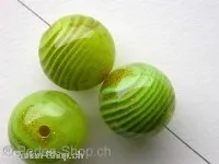 Plasticbeads round with gold glitter, green, 20mm, 1 pc.