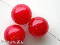 Plasticbeads round with gold glitter, red, 20mm, 1 pc.