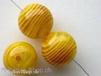 Plasticbeads round with gold glitter, yellow, 20mm, 1 pc.
