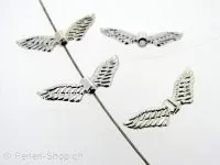 Wing, ±24x8mm, silver color, 1 pc.