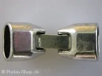 Clasp for ±10x7mm cord, antique silver color, ±32x13mm, 1 pc.