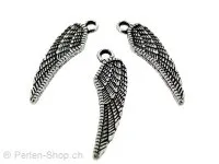 Wing, Color: silber, Size: ±27x8mm, Qty: 1 pc.