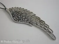 Wing with 30 rhinestones, ±106x38mm, antik silver color, 1pc.