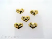 Charm Heart with mom, Color: gold, Size: ±7x9mm, Qty: 1 pc.