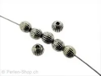 Metalbeads round, Color: antique silver color, Size: ±6mm, Qty: 15 pc.