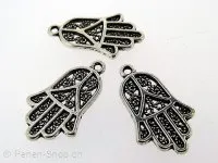 Hand Fatima, Color: old silver, Size: ±25x15mm, Qty: 1 pc.