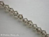 Bicone, Facet-Polished Glassbeads, grey, 4mm, ±80 pc.