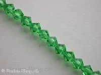 Bicone, Facet-Polished Glassbeads, green, 4mm, ±80 pc.