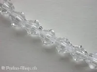 Bicone, Facet-Polished Glassbeads, crystal, 6mm, ±52 pc.