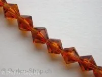 Bicone, Facet-Polished Glassbeads, brown, 6mm, ±52 pc.