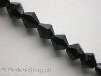 Bicone, Facette-Geschliffen Glasperlen, schwarz, 6mm, ±52 Stk.