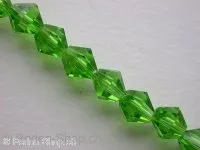 Bicone, Facet-Polished Glassbeads, green, 6mm, ±52 pc.