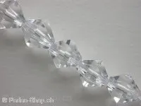 Bicone, Facet-Polished Glassbeads, crystal, 8mm, ±42 pc.