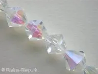 Bicone, Facet-Polished Glassbeads, crystal AB, 8mm, ±42 pc.