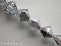 Bicone, Facet-Polished Glassbeads, silver coating, 8mm, ±42 pc.