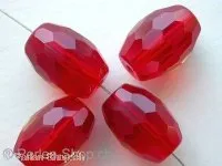 Facet beads, 16x12mm, red, 5 pc.