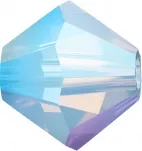 Preciosa Bicone, Couleur: Light Sapphire Opal AB 2x, Taille: 4mm, Quantite: ±100 pcs.