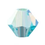 Preciosa Bicone, Farbe: Aquamarine 60000, 2xAB, Grösse: 4mm, Menge: ±100 Stk.