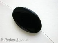 Achat, Semi-Precious Stone, flat oval, black, ±35mm, 1 pc.