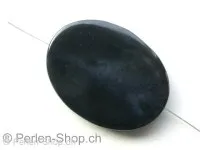 Achat, Semi-Precious Stone, flat oval, black, ±38mm, 1 pc.