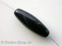 Achat, Halbedelstein, oval, schwarz, ±38mm, 1 Stk.