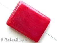 Achat, Semi-Precious Stone, rectangle, red, ±41x30mm, 1 pc.