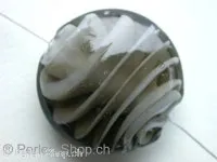 Glassbeads flat round, grey, ±29x13mm, 1 pc.