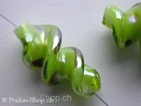 Glasperlen Wokkel, grün, ±26x15mm, 2 Stk.