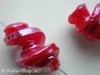 Glasperlen Wokkel, rot, ±26x15mm, 2 Stk.