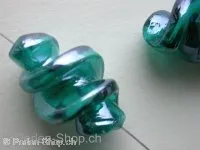Glassbeads Wokkel, turquoise, ±26x15mm, 2 pc.
