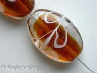 Glassbeads oval, brown, ±25x18mm, 1 pc.