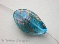 Gold Foil twisted leaf, turquoise, ±30mm, 2 pc.