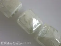 Glassbeads with decoration, cylinder, crystal, ±16mm, 2 pc.