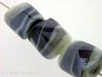 Glassbeads with decoration, cylinder, lilac, ±16mm, 2 pc.